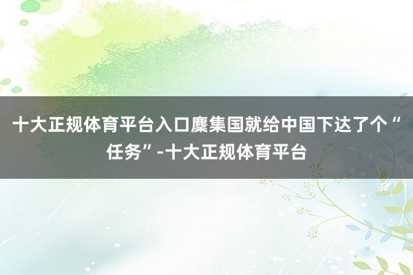 十大正规体育平台入口麇集国就给中国下达了个“任务”-十大正规体育平台