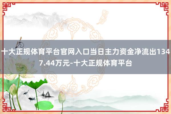 十大正规体育平台官网入口当日主力资金净流出1347.44万元-十大正规体育平台