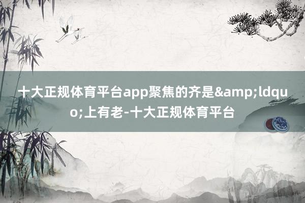 十大正规体育平台app聚焦的齐是&ldquo;上有老-十大正规体育平台