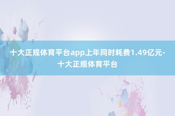 十大正规体育平台app上年同时耗费1.49亿元-十大正规体育平台