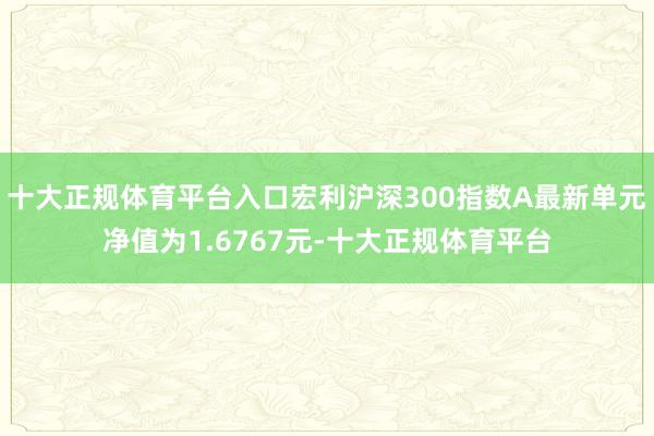 十大正规体育平台入口宏利沪深300指数A最新单元净值为1.6767元-十大正规体育平台