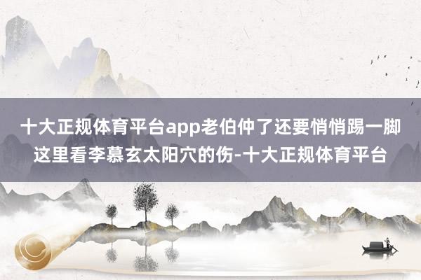 十大正规体育平台app老伯仲了还要悄悄踢一脚这里看李慕玄太阳穴的伤-十大正规体育平台