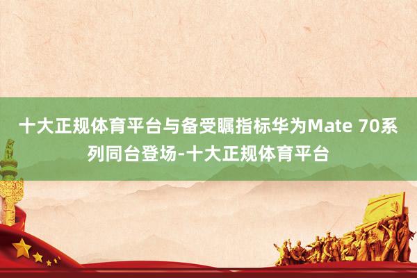 十大正规体育平台与备受瞩指标华为Mate 70系列同台登场-十大正规体育平台