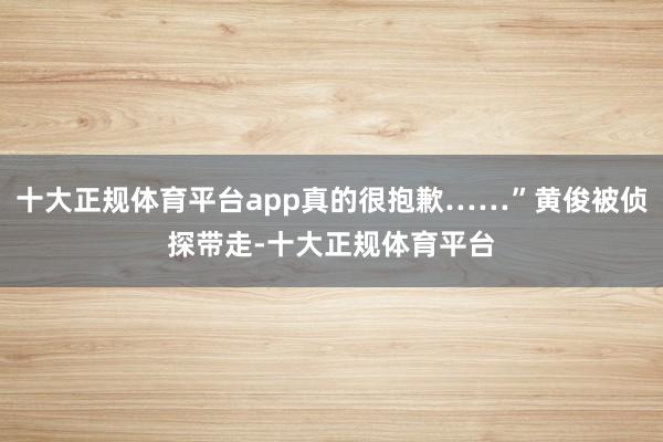 十大正规体育平台app真的很抱歉……”黄俊被侦探带走-十大正规体育平台