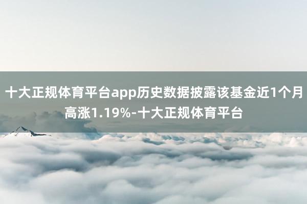 十大正规体育平台app历史数据披露该基金近1个月高涨1.19%-十大正规体育平台