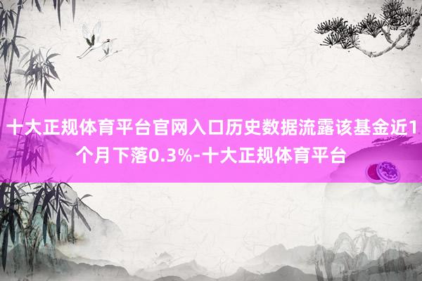 十大正规体育平台官网入口历史数据流露该基金近1个月下落0.3%-十大正规体育平台