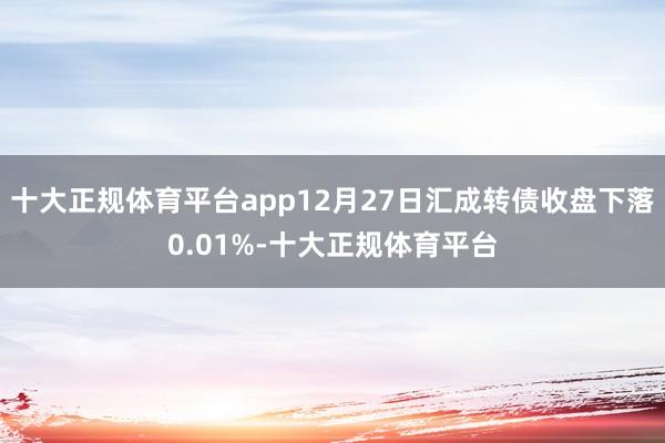 十大正规体育平台app12月27日汇成转债收盘下落0.01%-十大正规体育平台