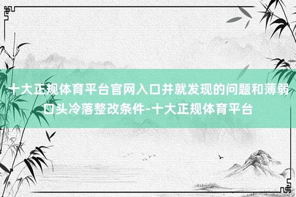 十大正规体育平台官网入口并就发现的问题和薄弱口头冷落整改条件-十大正规体育平台