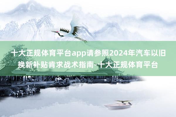 十大正规体育平台app请参照2024年汽车以旧换新补贴肯求战术指南-十大正规体育平台