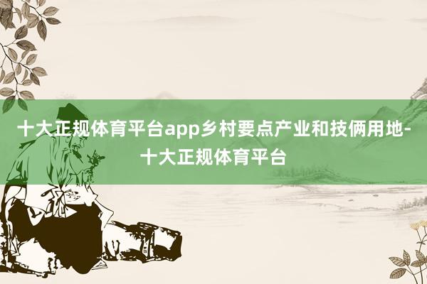 十大正规体育平台app乡村要点产业和技俩用地-十大正规体育平台