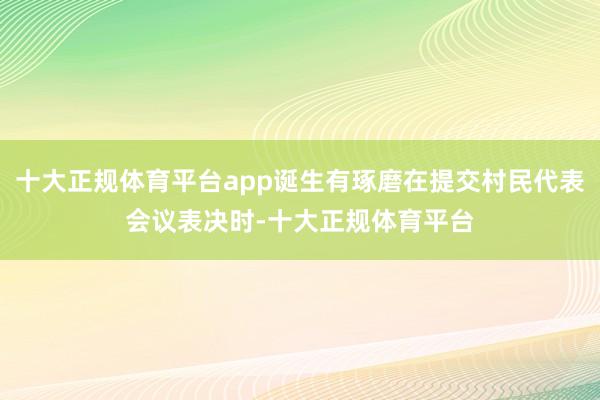 十大正规体育平台app诞生有琢磨在提交村民代表会议表决时-十大正规体育平台