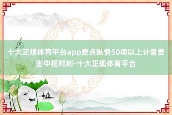 十大正规体育平台app要点纵情50项以上计量要害中枢时刻-十大正规体育平台