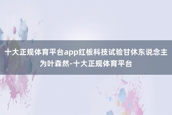 十大正规体育平台app红板科技试验甘休东说念主为叶森然-十大正规体育平台