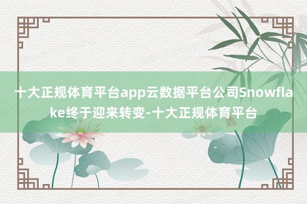 十大正规体育平台app云数据平台公司Snowflake终于迎来转变-十大正规体育平台