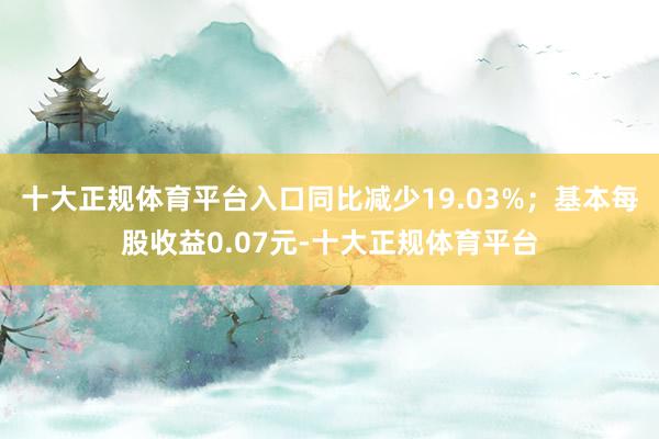 十大正规体育平台入口同比减少19.03%;基本每股收益0.07元-十大正规体育平台
