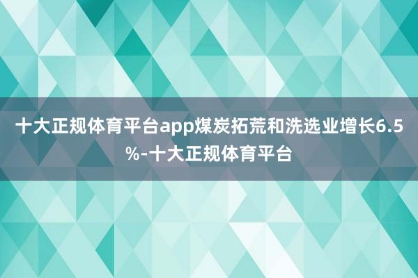 十大正规体育平台app煤炭拓荒和洗选业增长6.5%-十大正规