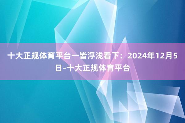 十大正规体育平台一皆浮浅看下：2024年12月5日-十大正规