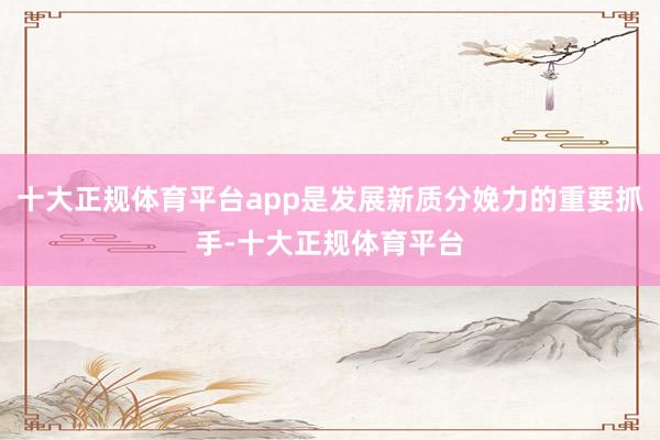 十大正规体育平台app是发展新质分娩力的重要抓手-十大正规体